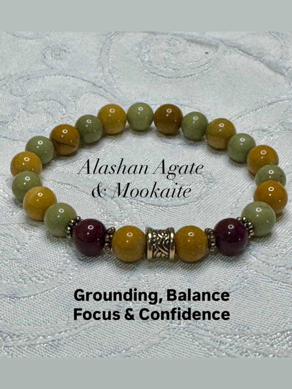 2/$40 - Alashan Agate & Mookaite Gemstone Stretchy Bracelet - 8mm
